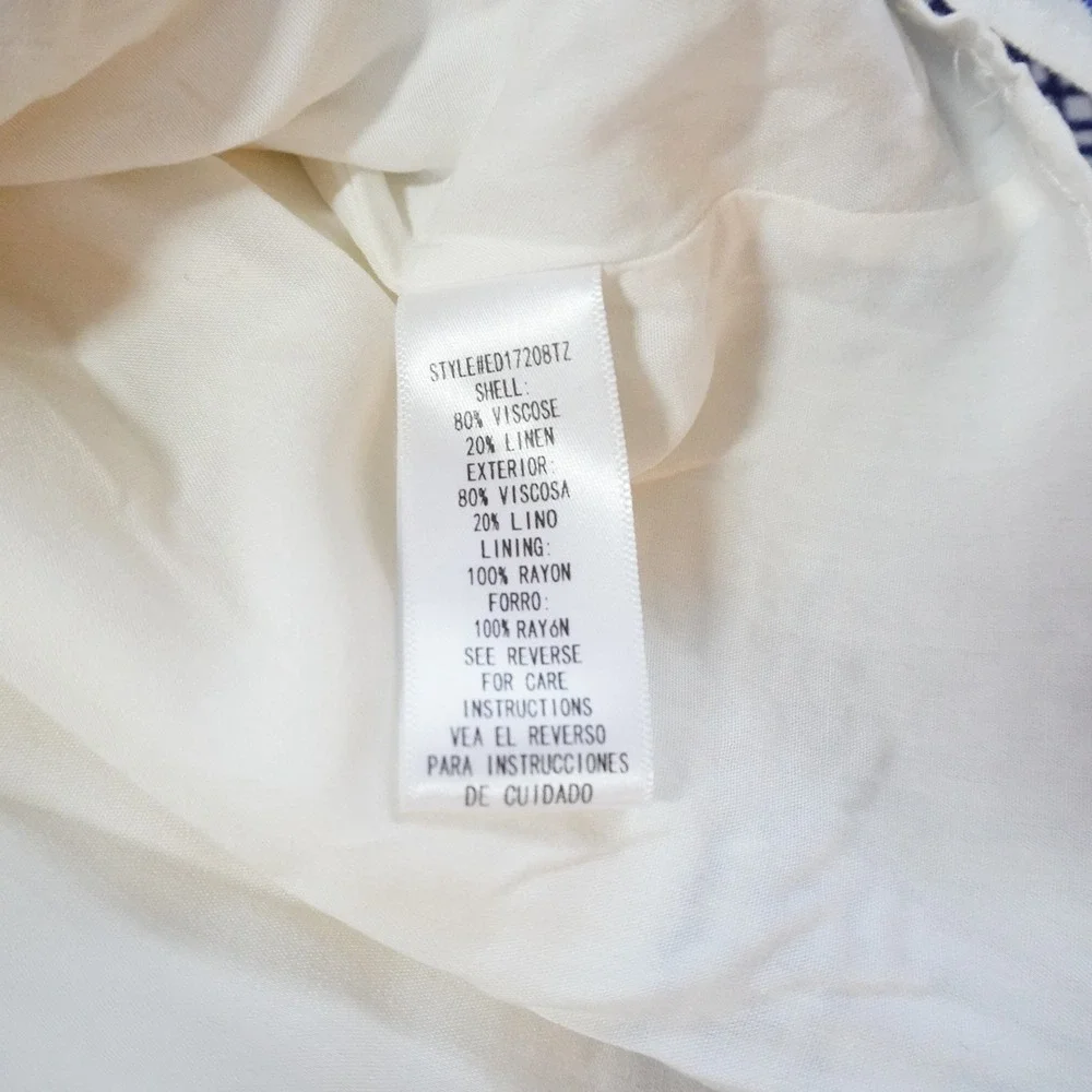 En Creme White Blue Embroidered V Neck Tiered Mini Dress S Resort‎ Beach Greek